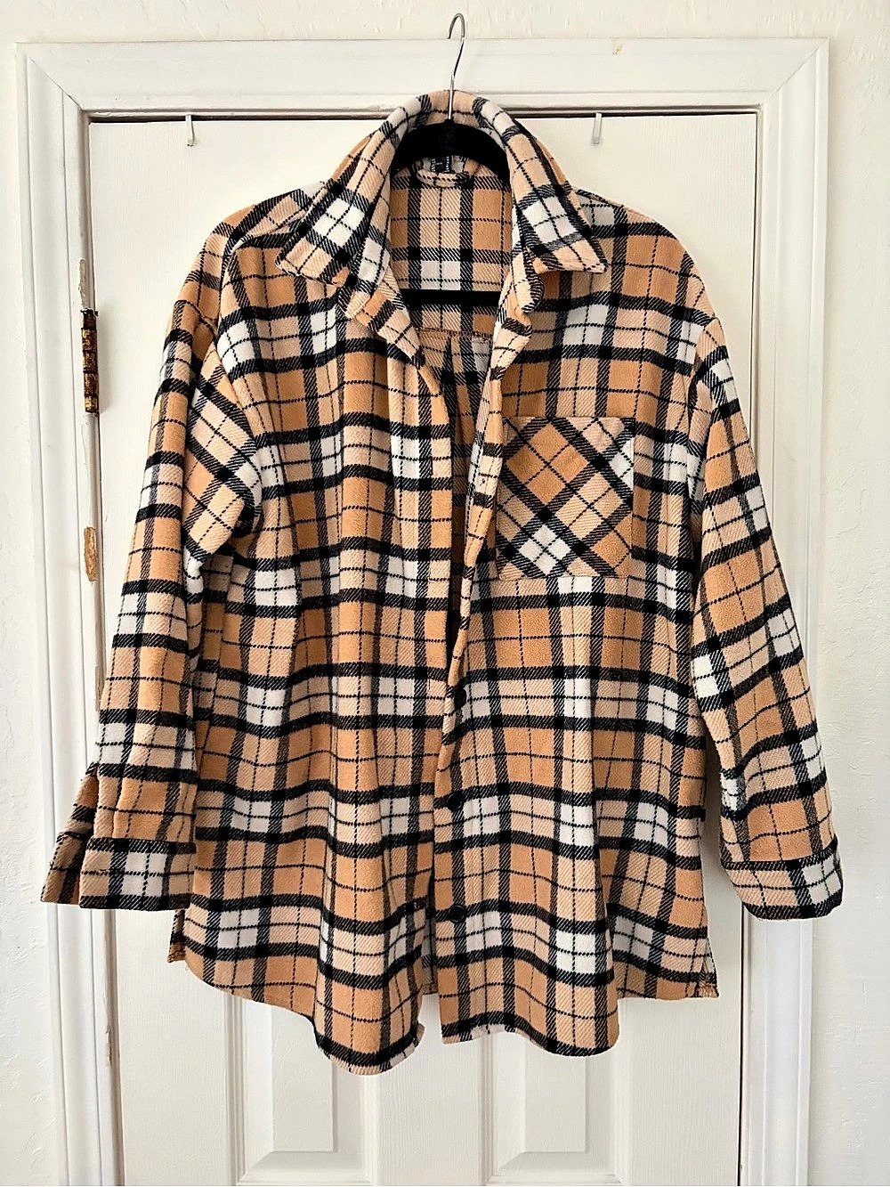 Plaid Shirt Jacket in Brown & Black12